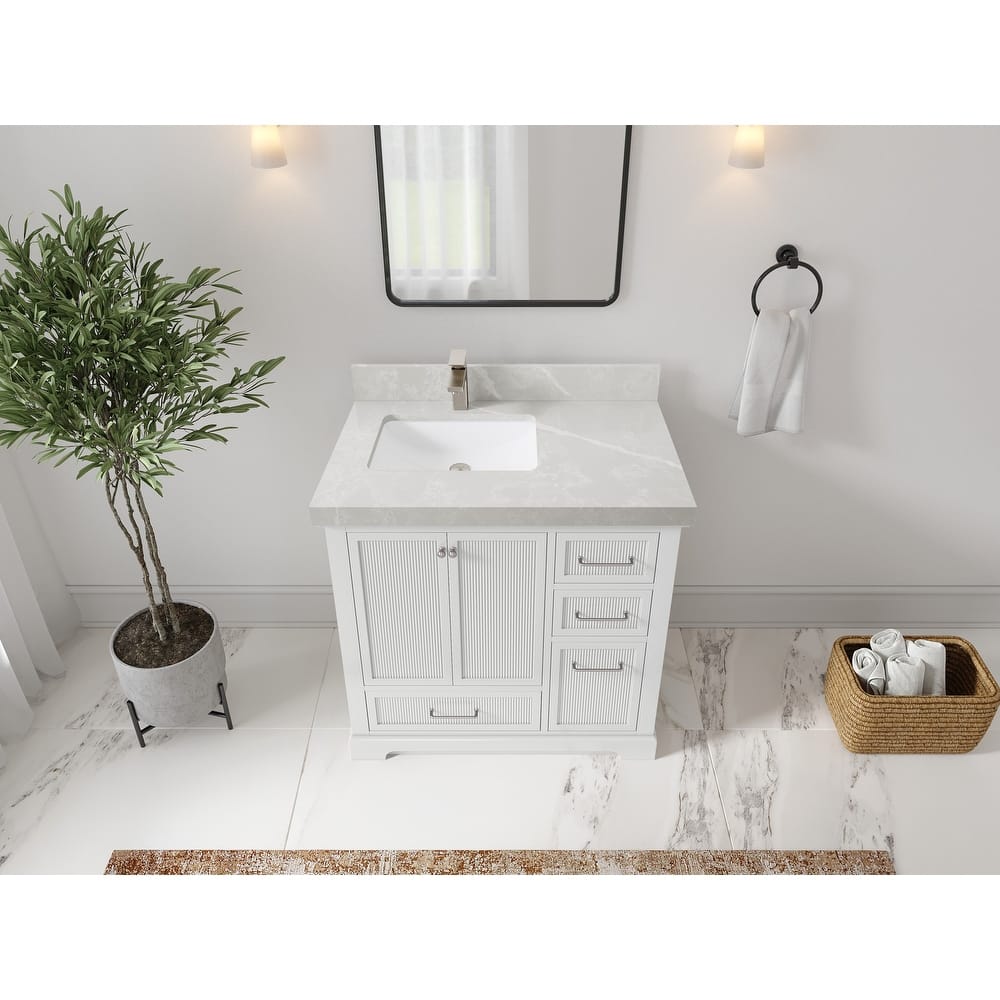 Willow Collections 36 in. W x 22 in. D Alys Left Offset Sink Bathroom Vanity with Countertop