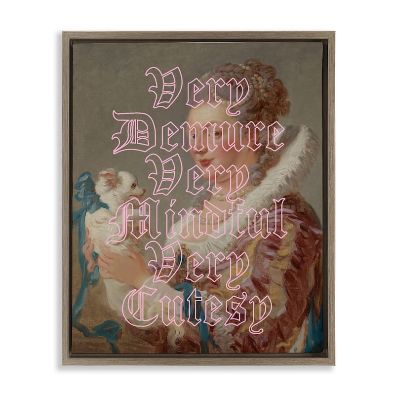 Stupell Trendy Demure & Mindful Classic Framed Floater Canvas Wall Art Design By Lil' Rue - 25 x 31 - Brown