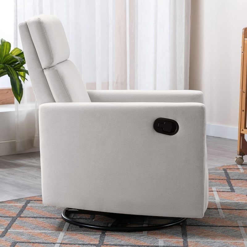 Modern 360° Swivel Sliding Linen Upholstered Recliner
