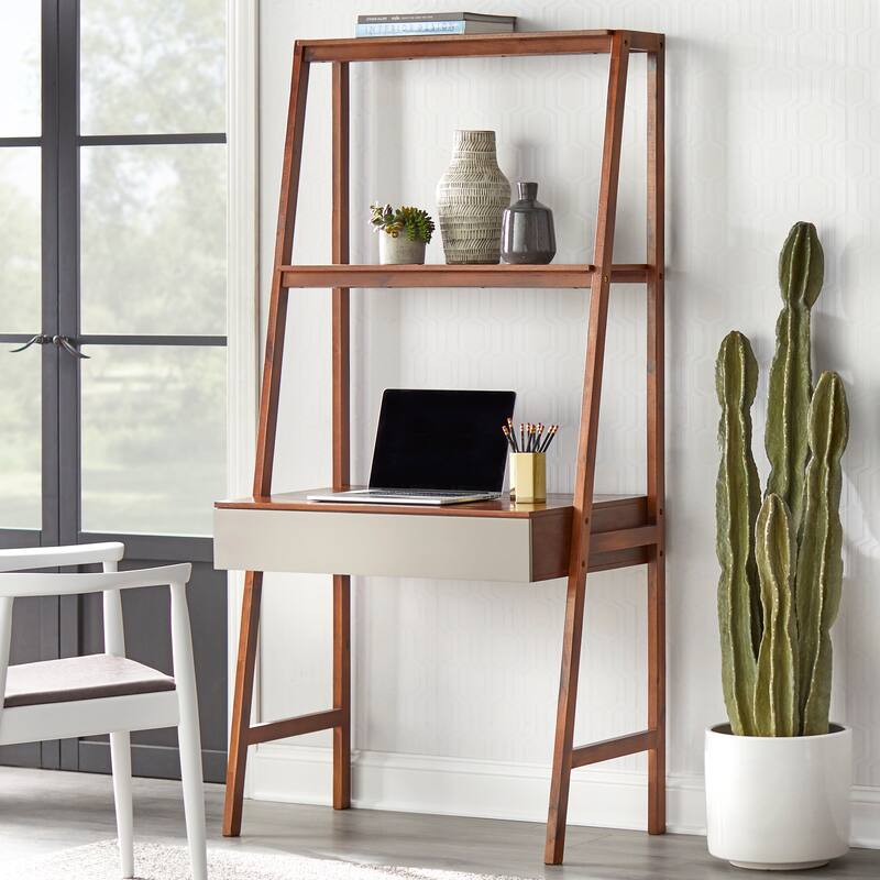 Lifestorey Nordic Ladder Desk and Bookshelf 3-Piece Set