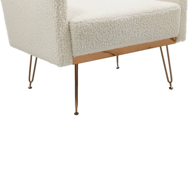 Velvet Upholstered Armchair Single Sofa Modern Tufted Reading Chairs Gold Metal Leg Wingback Chairs for Living Room Bedroom