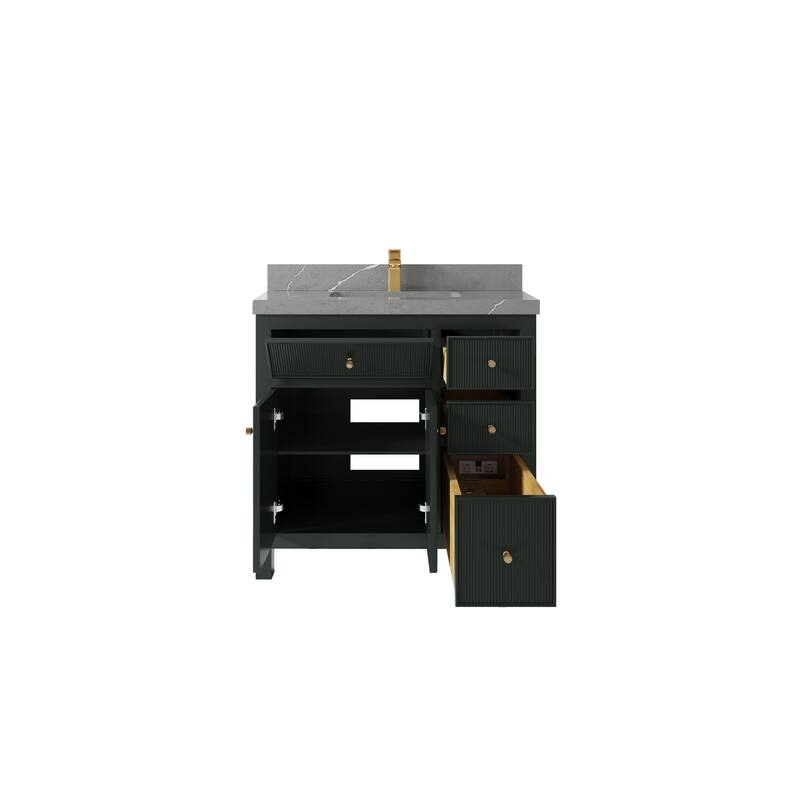 Willow Collections 36 in W x 22 in D Sonoma Center Sink Free Standing Reeded Bathroom Vanity with Countertop