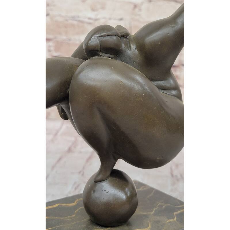 Curvy Woman Abstract Modern Art Bronze Statue Sculpture Girl Balancing 10 Inches X 7 Inches