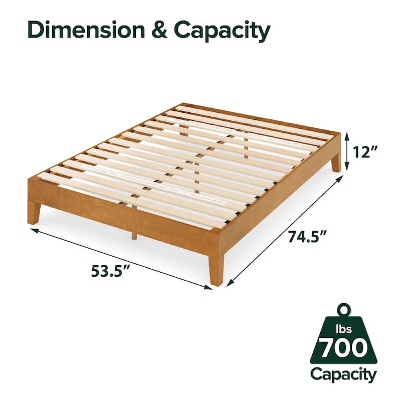 Priage by ZINUS Rustic Pine Wood Deluxe Platform Bed Frame - Rustic Pine - Full
