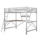 preview thumbnail 9 of 10, Full Size Loft Bed with Desk and Shelf, Sturdy Metal & MDF Frame