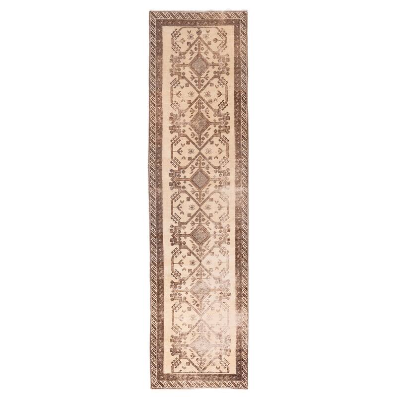 ECARPETGALLERY Hand-knotted Antalya Vintage Cream Wool Rug - 2'10 x 11'5