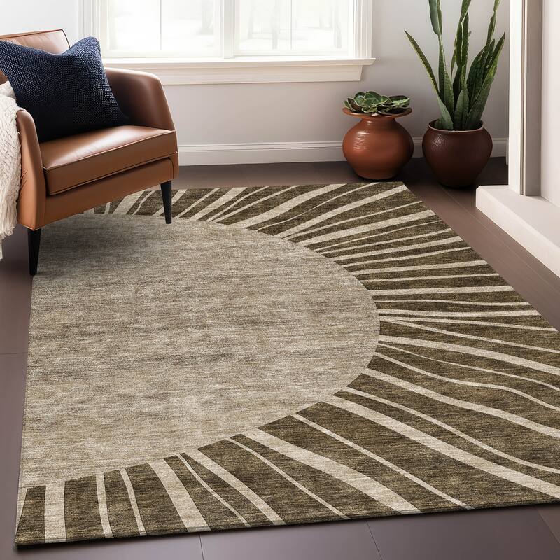 Premium Washable Super Soft Contemporary Rays Mayfield Rug