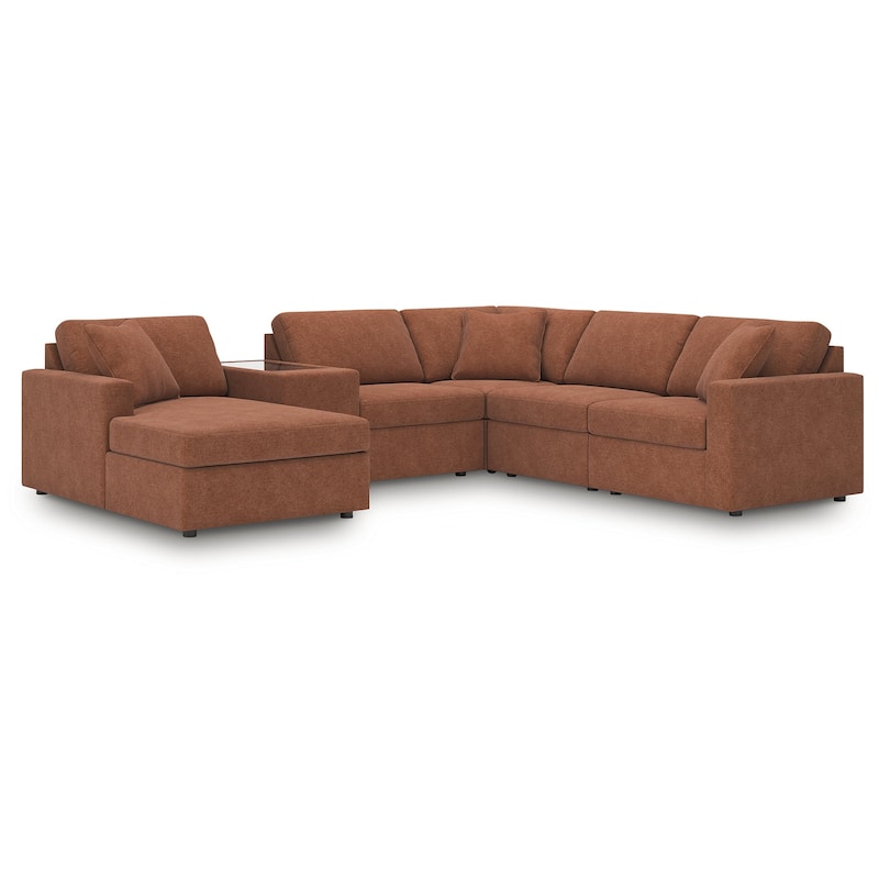 Signature Design by Ashley Modmax 6-Piece Sectional with Chaise - 125" W x 107" D x 36" H - Orange - Right Facing
