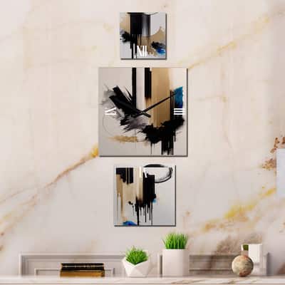 Designart "Blue Minimalist Abstract I" Minimalism Clock For Living Room Décor - Large Modern Wall Clock