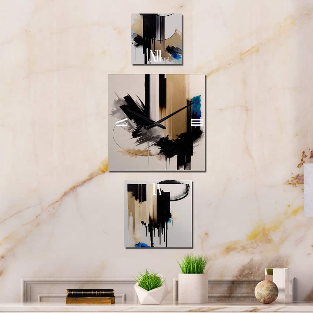 Designart "Blue Minimalist Abstract I" Minimalism Clock For Living Room Décor - Large Modern Wall Clock