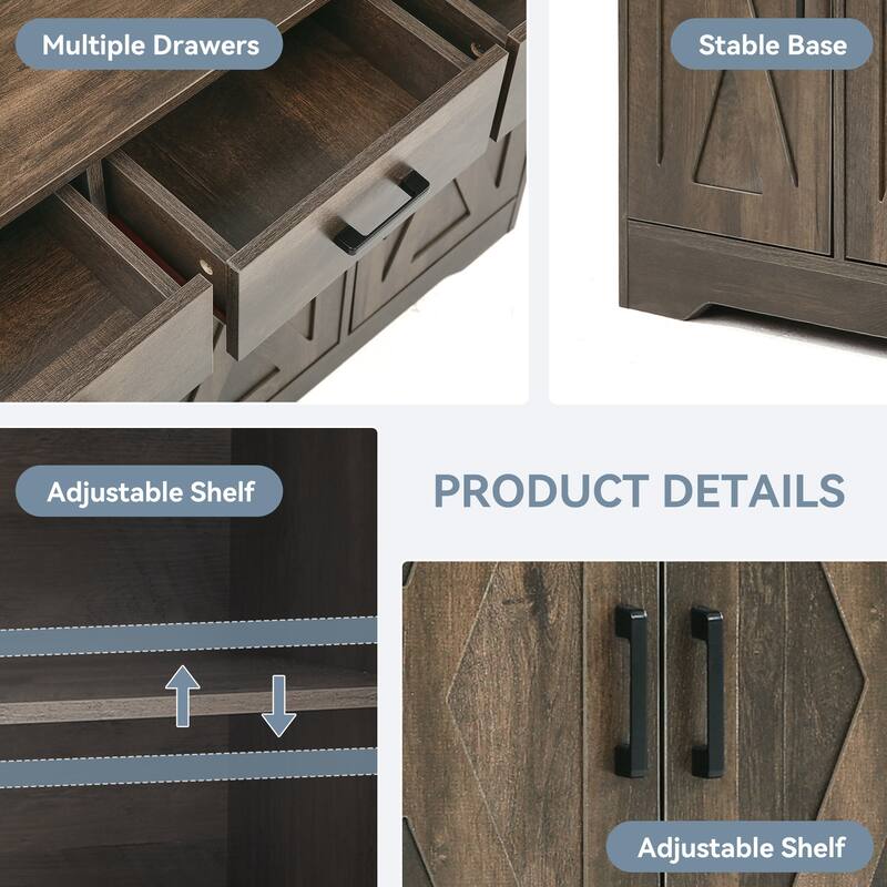 42.6" Wide TV Stand Console with 3 Storage Drawer