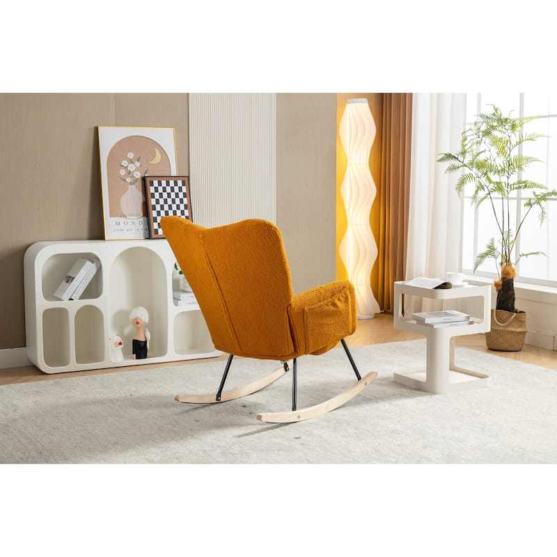 Teddy Fabric Rocking Chair With Adjustable Footrest - Caramel