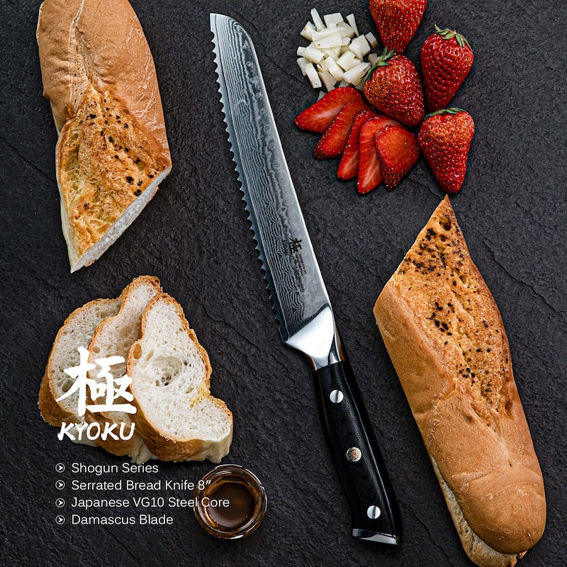 KYOKU 8-Inch Bread Knife Damascus kitchen knife - Black