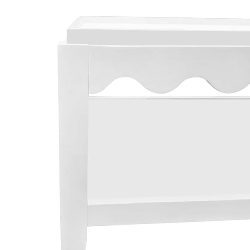 Carolina Chair & Table Scallop Coffee Table - Rectangular Mango Wood Side Table - Decorative Edge and Lower Shelf