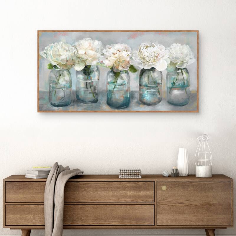 Fresh Picked Peonies by Studio Arts Framed Canvas Art Print