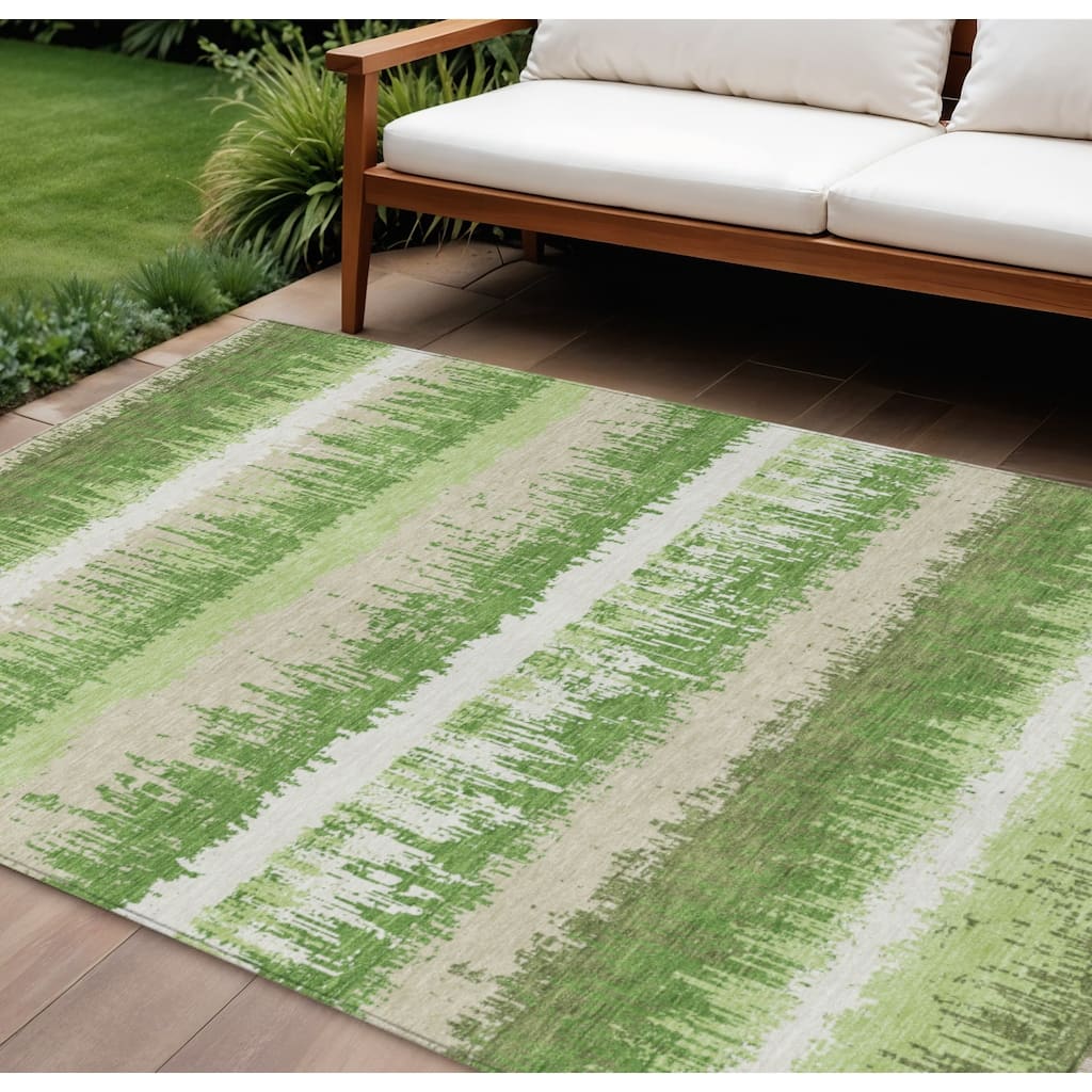 HomeRoots Striped Transitional Rectangle Outdoor Rug