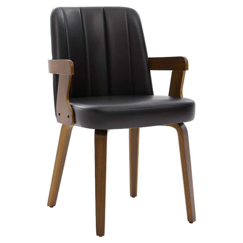 Mid-century Modern Upholstered Dining Chairs Bentwood Side Chairs with Armrests - 34.3"H x 19.9"W x 22.1"D