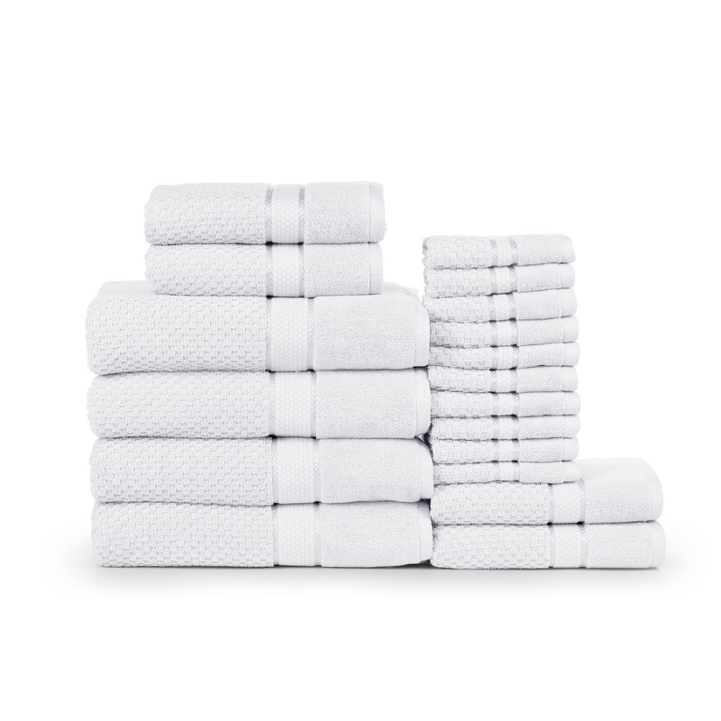 Towel Set of 18 Cotton Popcorn Textured by Ample Decor - 4 Bath/10 Washcloths/4 Hand