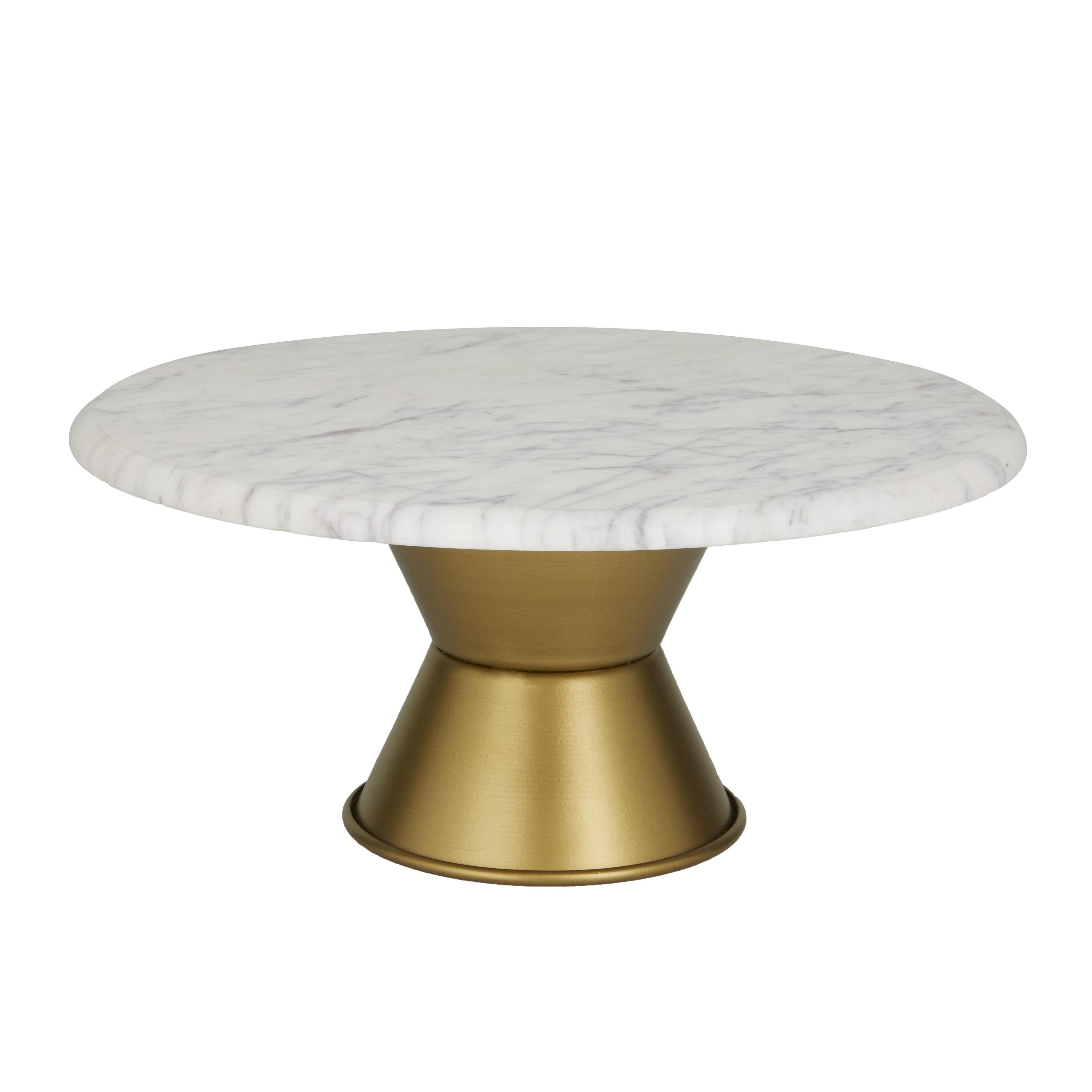 Ceramic Decorative Cake Stand with Gold Base - Gray or White - CosmoLiving by Cosmopolitan