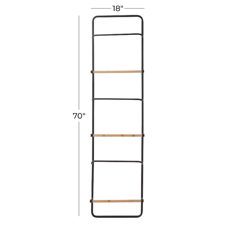 Metal Wall Mounted 6 Rack Ladder - Black or White - Roche River Decor