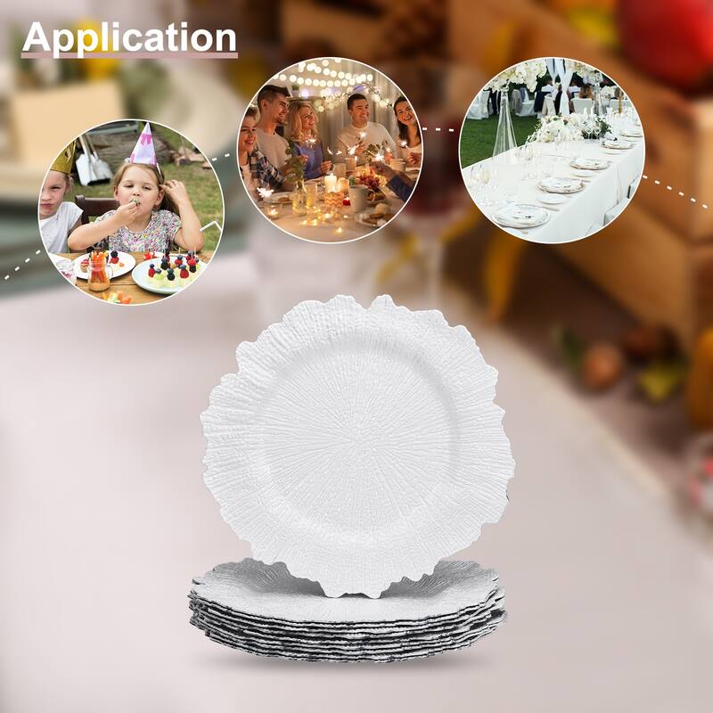 20pcs Reef Charger Plates Bulk, 13 Inch Plastic Floral Charger Plates