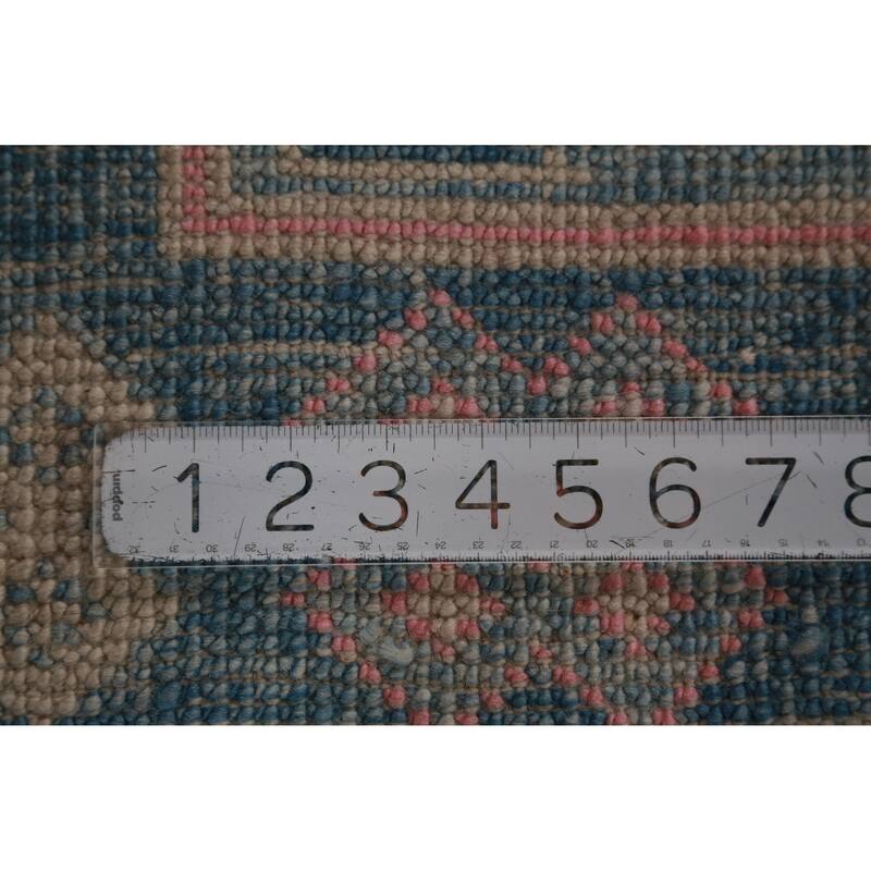 Hand Knotted Oriental 100% Wool Carpet Transitional Floral Navy Blue & Blues Oushak Runner Rug - 16' 7'' X 3' 6''