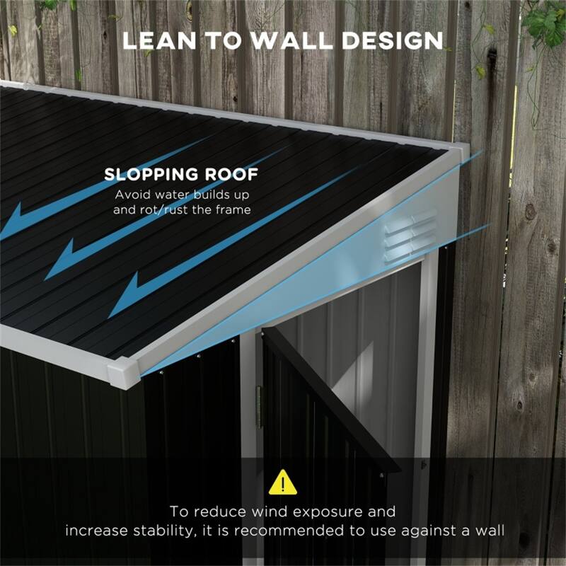 Metal Garden Shed Outdoor Storage Lockable Door Galvanized Steel - 51.25" W x 75.5" D x 64.5"