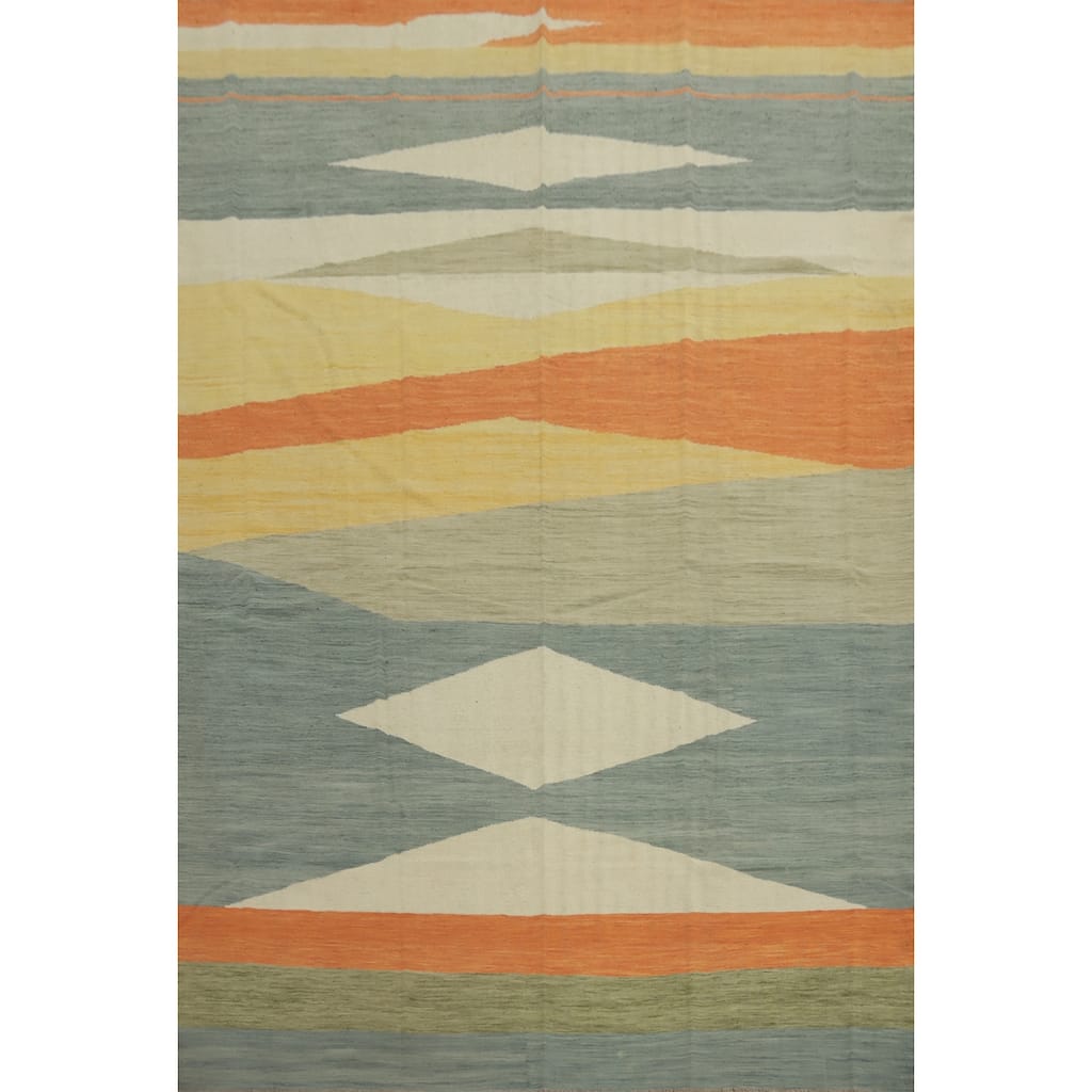 Hand Woven Southwestern Wool Multi-Colored Geometric Area Rug - 12' 0'' X 9' 1''
