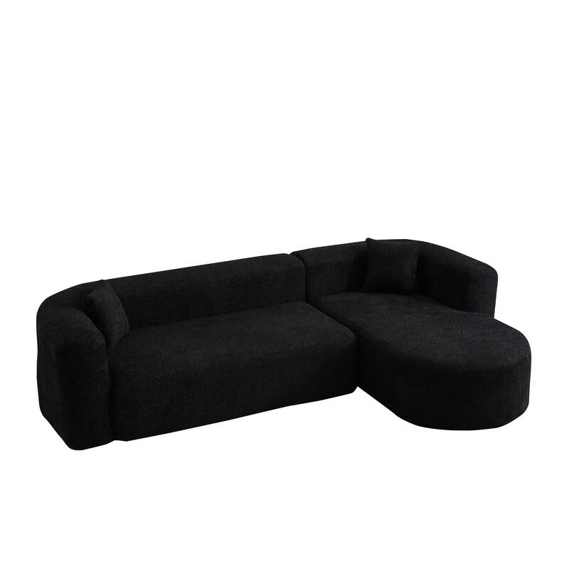 L-Shaped Modular Sectional Sofa, Comfy Chenille Boneless Cloud Couch, Corner Deep Seat Sofa with 2 Throw Pillows