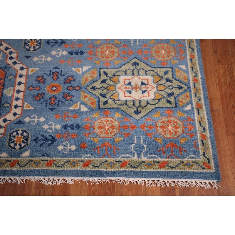 Geometric Khotan Indian Area Rug Handmade Wool Carpet - 8'9"x 11'8"