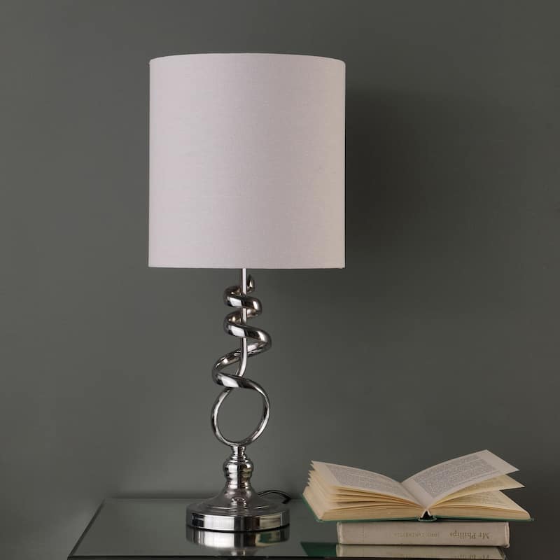 21.5-Inch Milo Abstract Brushed Silver Metal Table Lamp
