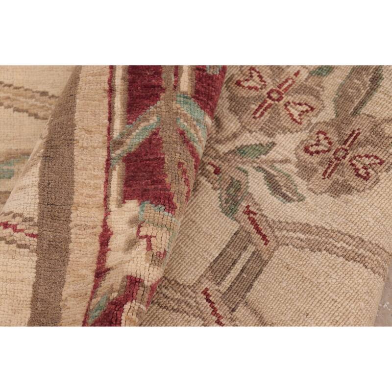 Hexagonal Trellis Floral Hand-Knotted Wool Area Rug