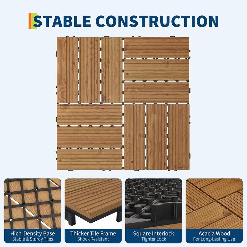 Wood Interlinked Deck Tiles, Easy DIY Installation