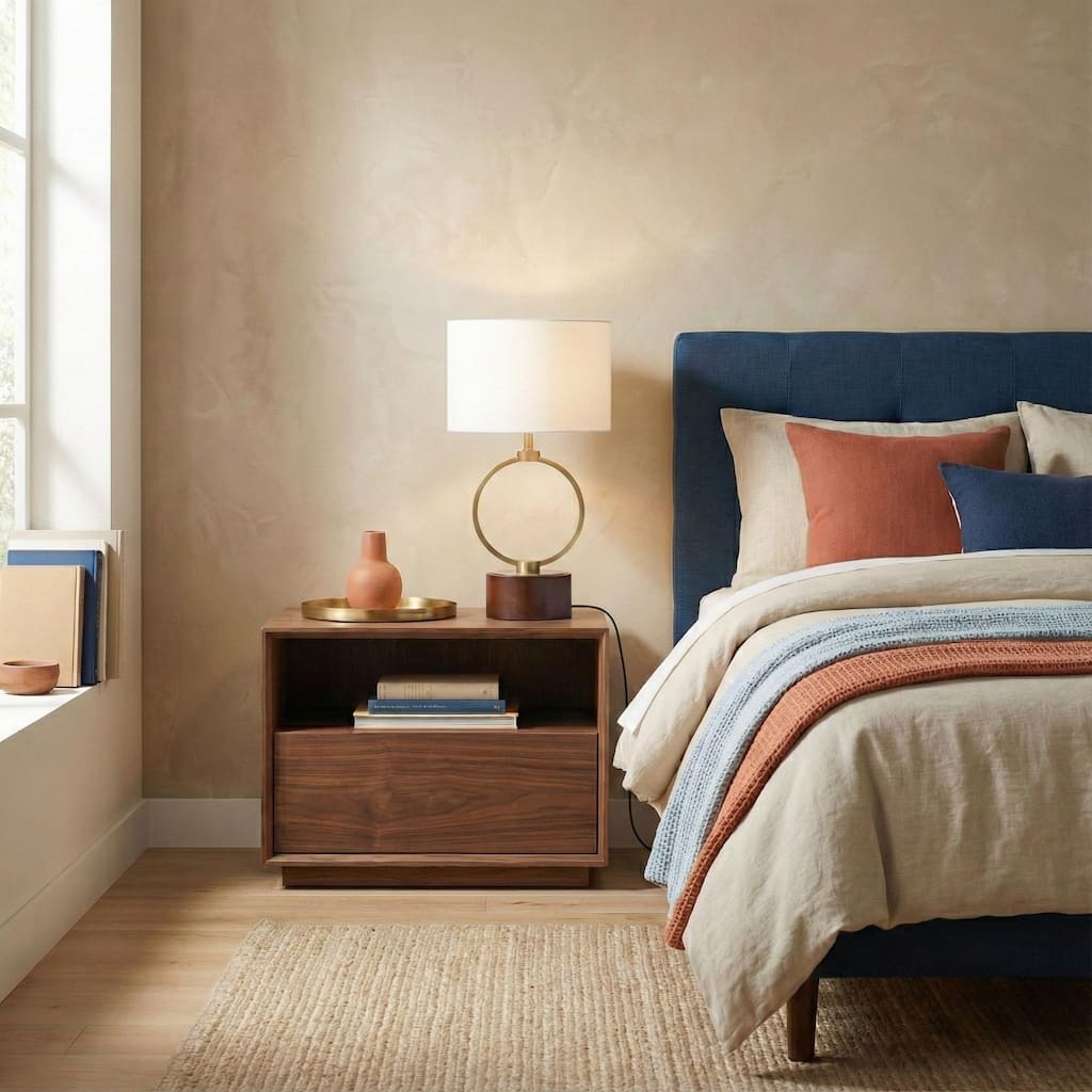 Colly Brass Ring Table Lamp with Wooden Base