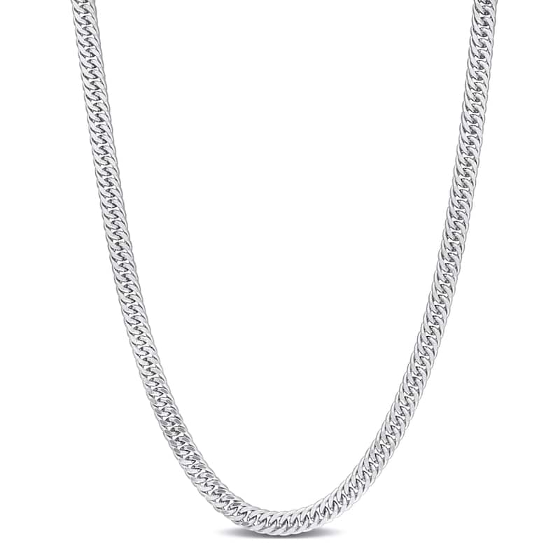 Miadora Sterling Silver Double Fancy Curb Link Necklace