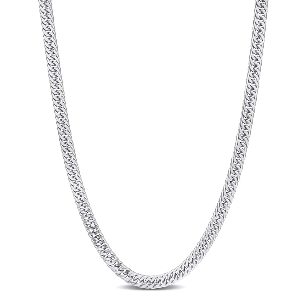 Miadora Sterling Silver Double Fancy Curb Link Necklace