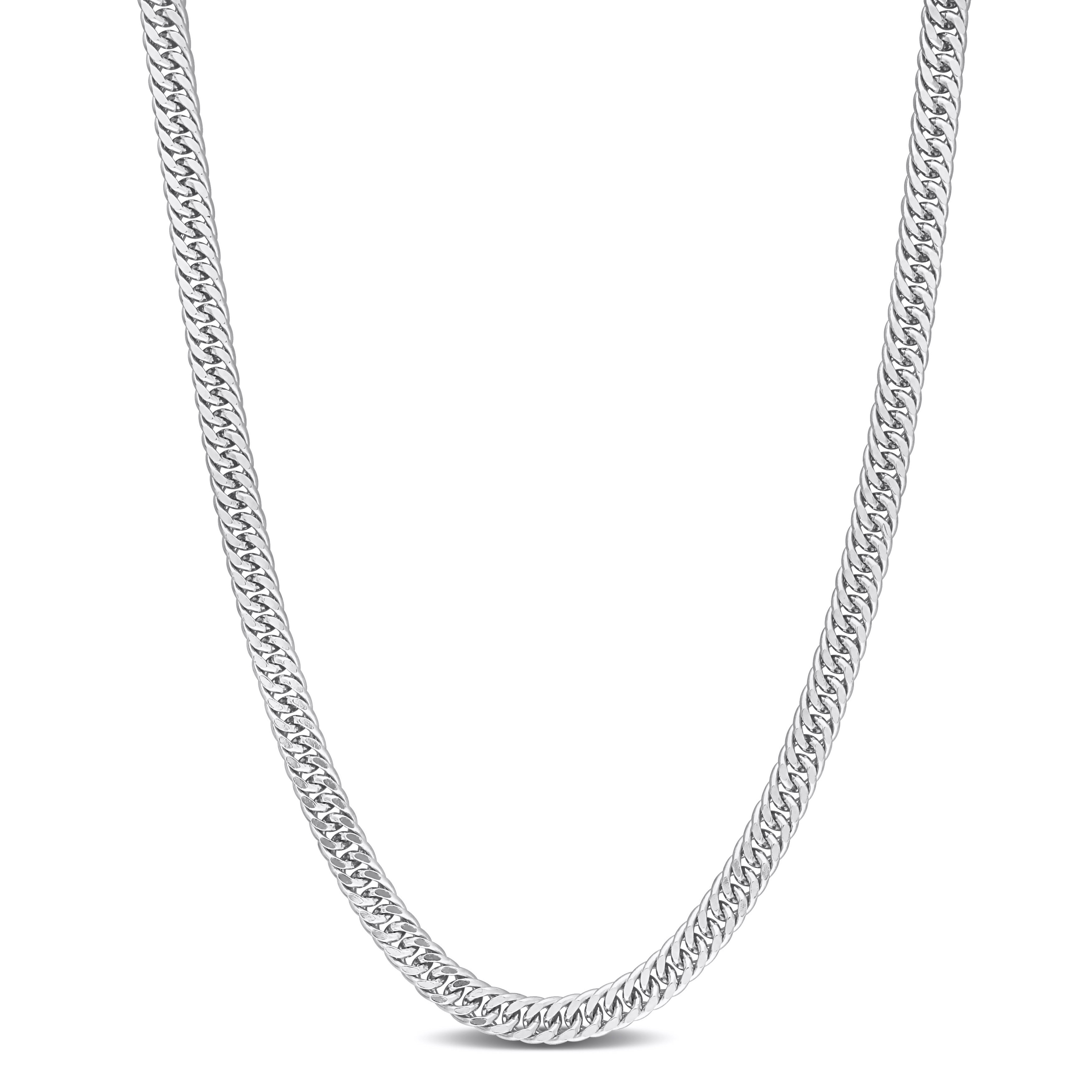 Miadora Sterling Silver Double Fancy Curb Link Necklace