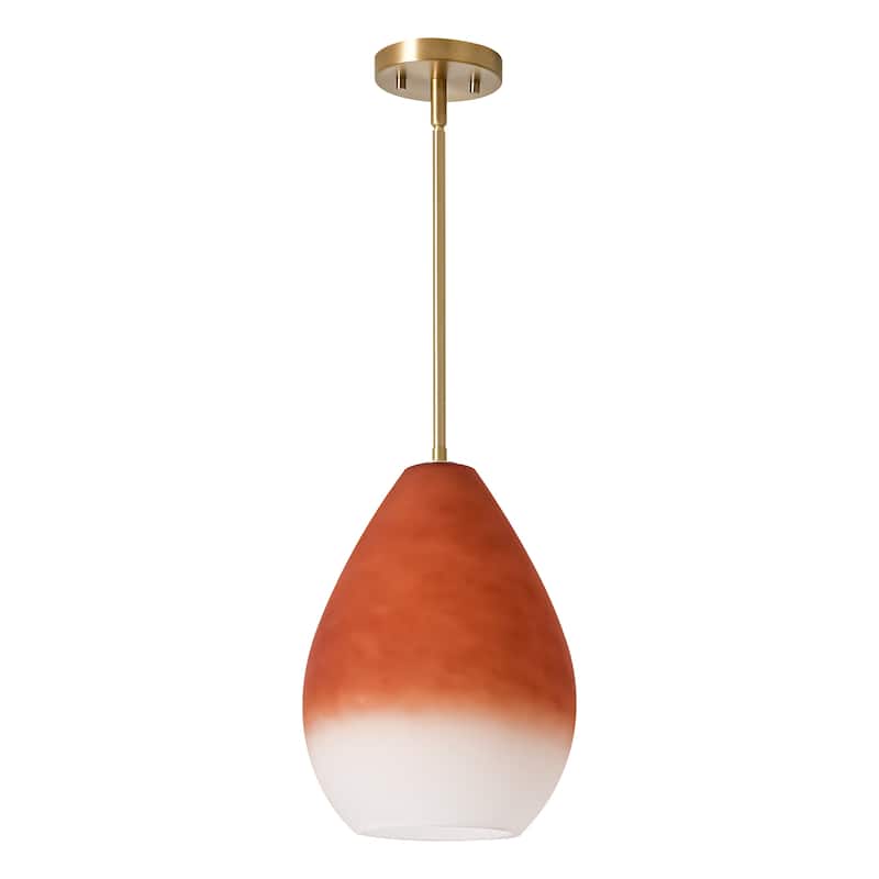 1-Light Boho Brass & Hand-Blown Glass Pendant Light for Bedroom or Dining Room - 1 Light