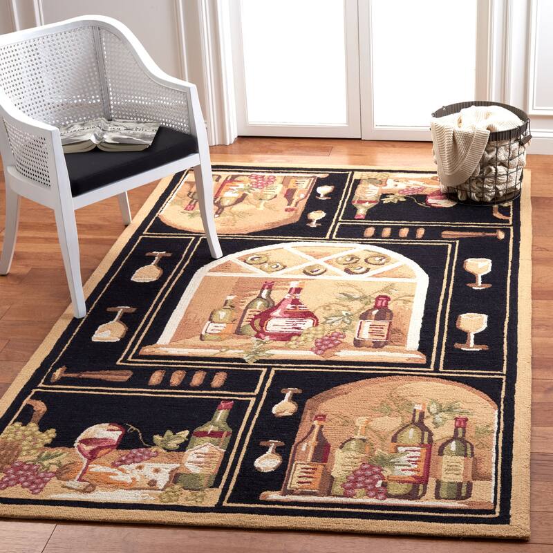 SAFAVIEH Handmade Chelsea Ardie French Country Wool Rug - 8' x 10' - Black/Multi