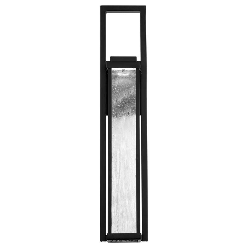 Revere 20in LED Indoor or Outdoor Wall Lantern 3000K with Seeded Hammered Glass in Black