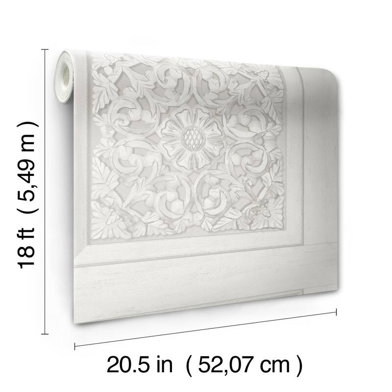 Carved Floral White Peel and Stick Wallpaper