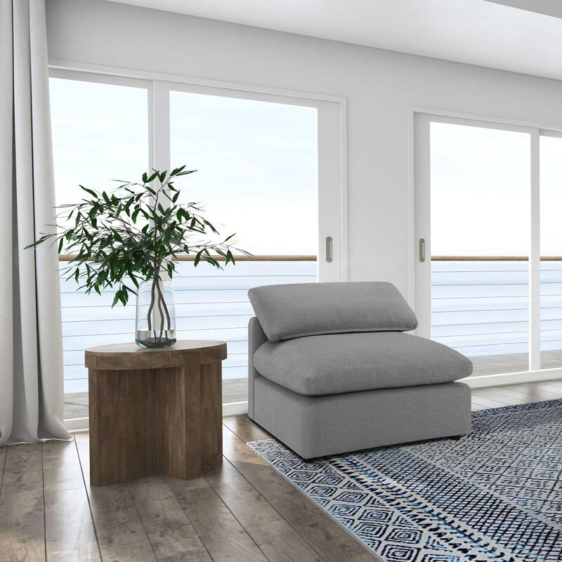 Segoura Grey Boucle Upholstered Armless Chair