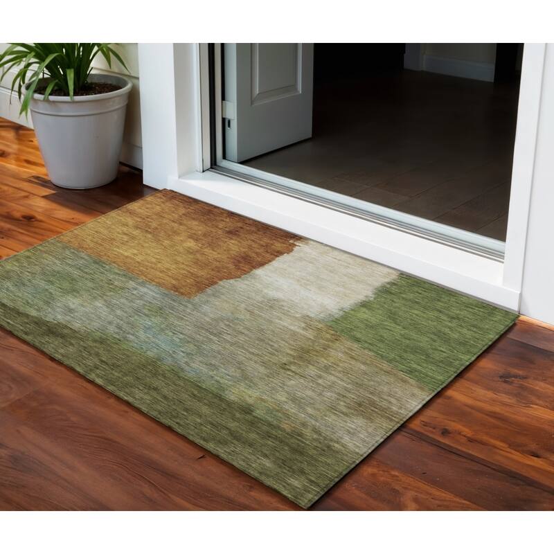 HomeRoots Abstract Transitional Rectangle Outdoor Rug - 3' x 5'