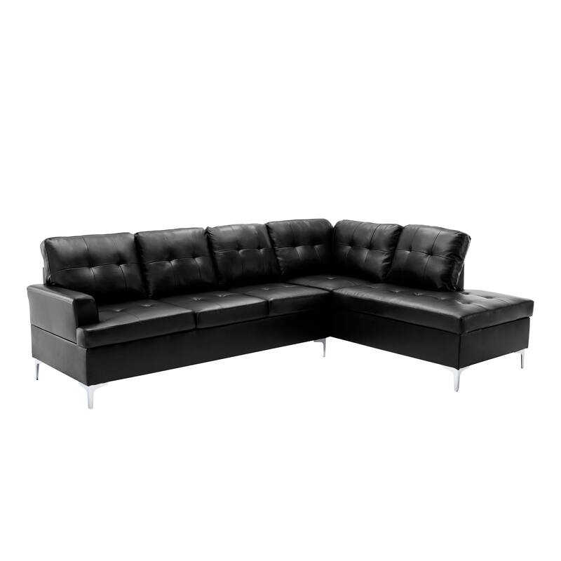 McCafferty Faux Leather Sectional Sofa with Ottoman