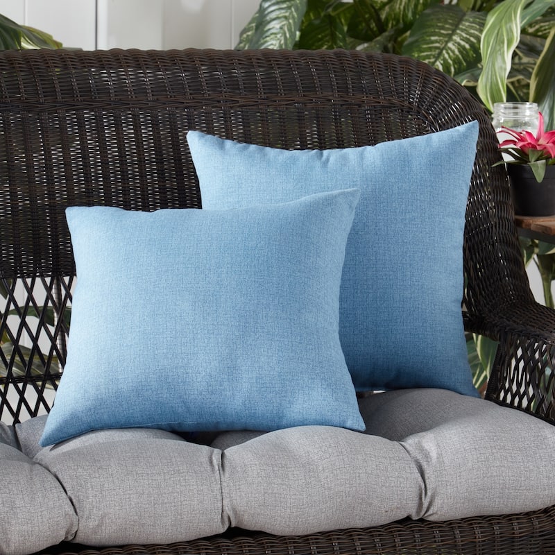 Solid Heathered Outdoor Square Throw Pillow (Set of 2)