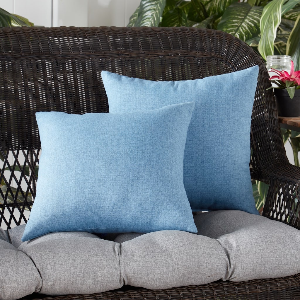 Solid Heathered Outdoor Square Throw Pillow (Set of 2)