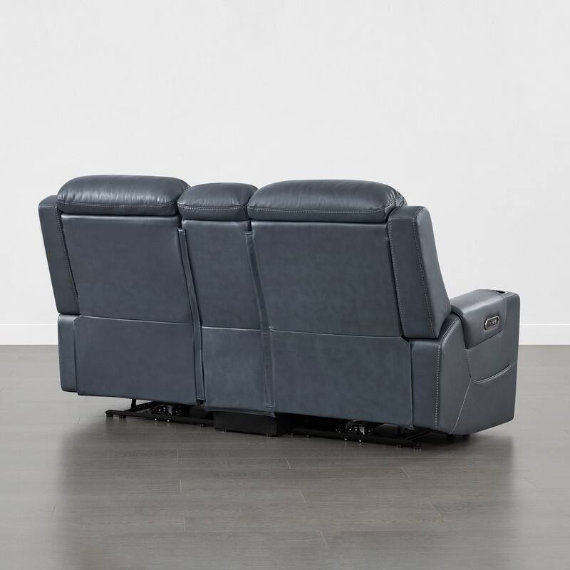 Spruce & Spring Genuine Leather Power Reclining Sofa with Wireless Charging