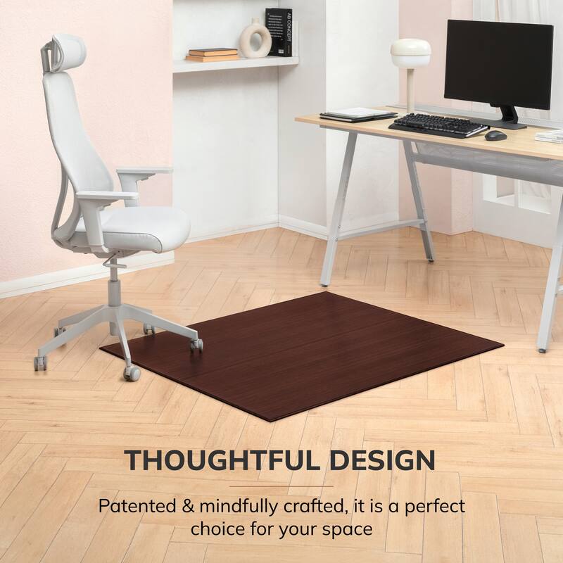 Jani Eco Bamboo (42 x 48) Deluxe Tri-fold Rectangular Chair Mat - 12 mm, Bamboo Plush Chairmat