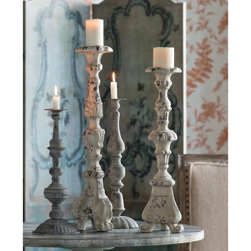 Vintage Style Weathered Magnesia Pillar Candle Holder - 27.5"