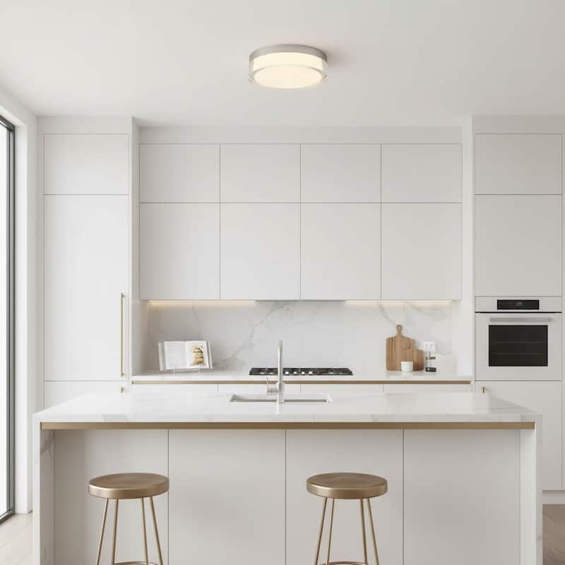 9 Inch LED Flush Mount Light Acrylic Diffuser Dimmable 1500 Lumens - Chrome